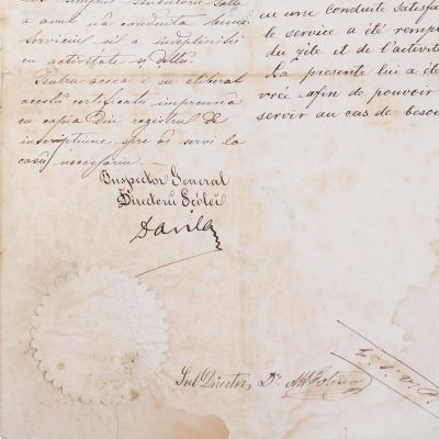 Dimitrie Cantemir, certificat de absolvire semnat de Carol Davila, 1868