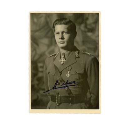 Regele Mihai I, fotografie cu semnătură olografă, atelier Guggenberger