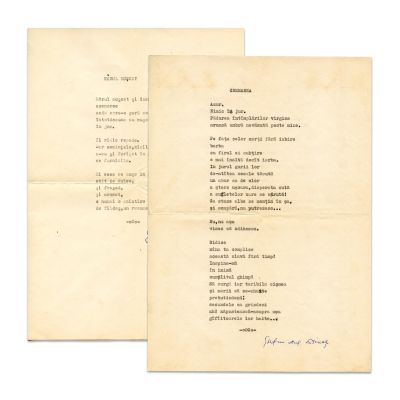 Ștefan Augustin Doinaș, două poezii cu autograf