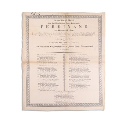 Arhiducele Ferdinand Karl Joseph de Austria-Este, panegiric, 1838