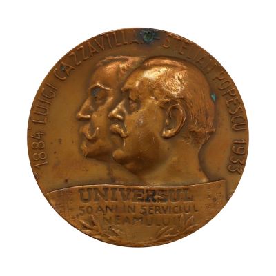 Universul „50 de ani în serviciul neamului”, medalie din bronz, din colecția familiei Ștefănescu