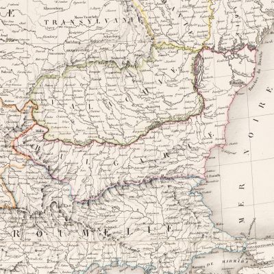 Harta Turciei europene și a Greciei, gravură în cupru colorată manual, 1826