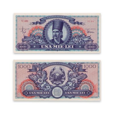 Cinci bancnote necirculate în valoare de 1000 lei din 18 iunie 1948