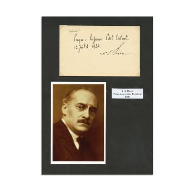 I. G. Duca, reprezentare fotografica si bilet cu însemnare olografă, 1924