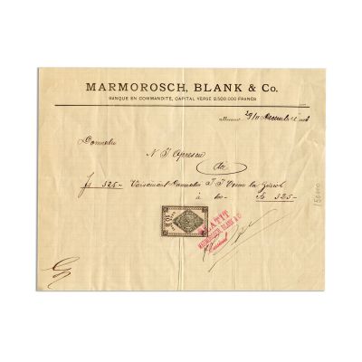 Banca Marmorosch, virament bancar, 1890
