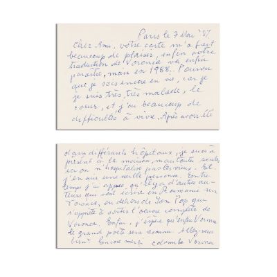 Colomba Voronca, scrisoare pentru Barbu Brezianu, 7 mai 1987