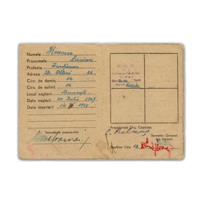 Partidul Național Popular, carte de membru, 1948