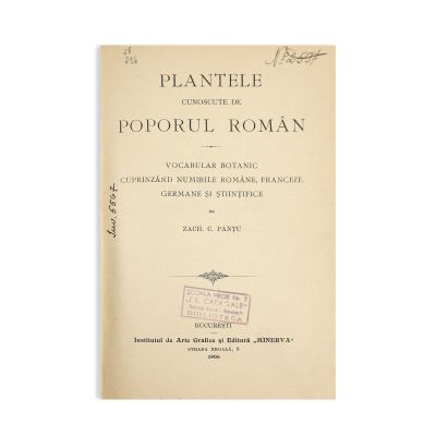 Zach. C. Panțu, Plantele cunoscute de poporul român, 1906