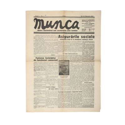 Publicația „Munca”, Anul I, Nr. 1, 16 februarie 1933