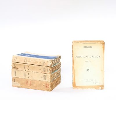 Perpessicius - Dumitru S. Panaitescu, Mențiuni critice, 5 volume, cu dedicație pentru Camil Petrescu