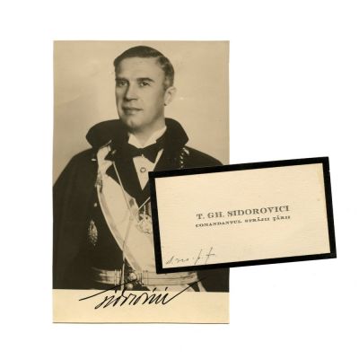 Teofil Gh. Sidorovici, fotografie semnată olograf + carte de vizită