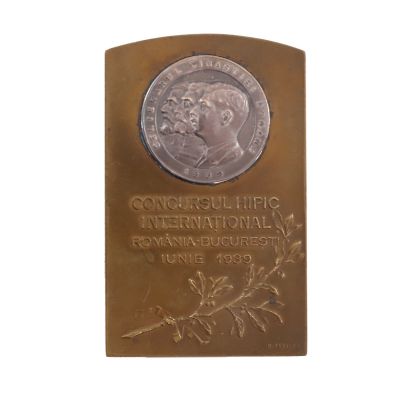 Concursul Hipic Internațional, plachetă din bronz, 1939, gravor Robert Fessler