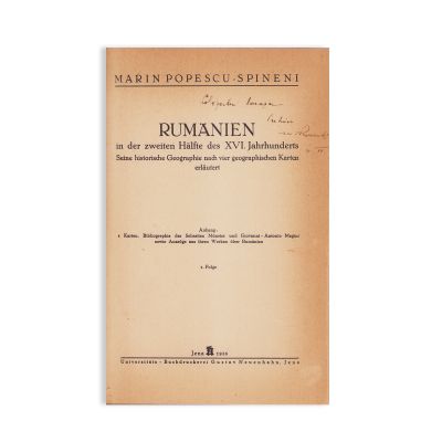 Dr. Marin Popescu-Spineni, patru volume colligate despre geografie, 1936-1938, cu dedicație pentru prof. Ionașcu