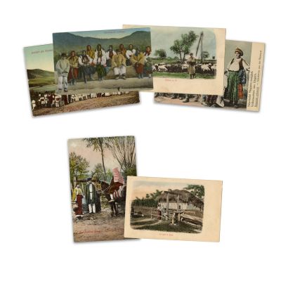 Țărani români, șase cărți poștale ilustrate