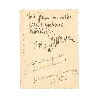 George Georgescu, Wilhelm Kempff și Yehudi Menuhin, două fotografii cu dedicație