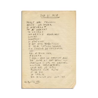 Gh. Dinu, Medi și Filip Brunea-Fox, corespondență către Mac Contantinescu, Tery și Toni, 1961