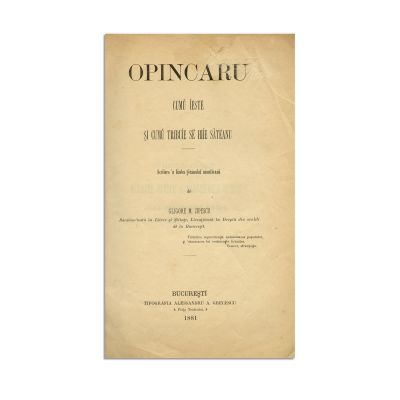 Gligore M. Jipescu, Opincaru cum este și trebuie să fie săteanu, 1881