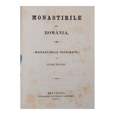 Cesar Bolliac, Monastirile din România, ex-libris și semnătură Dimitrie I. Ghica