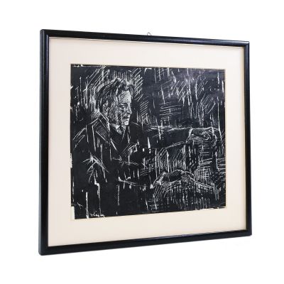 Vlaicu Ionescu, George Enescu dirijând, lucrare de grafică