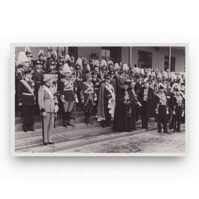 Marele Voievod de Alba Iulia Mihai I, Iuliu Hossu, primirea cortegiului reginei Maria, fotografie de presă, 1938