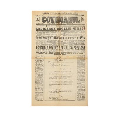 Publicația „Cotidianul”, 1 Ianuarie 1948 - Abdicarea Regelui Mihai I 