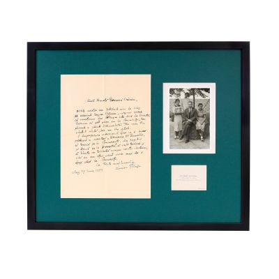 Lucian Blaga, scrisoare trimisă către doamna Crăciun, 1954 + fotografie de epocă + carte de vizită