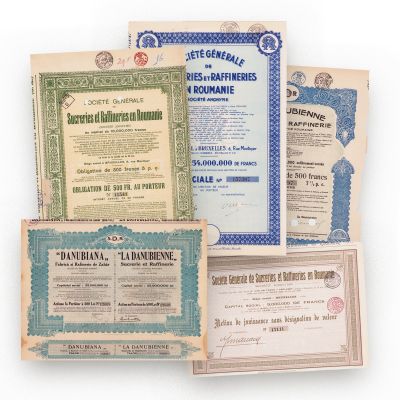 „Danubiana” + „Société Générale de Sucreries et Raffineries en Roumanie”, cinci acțiuni