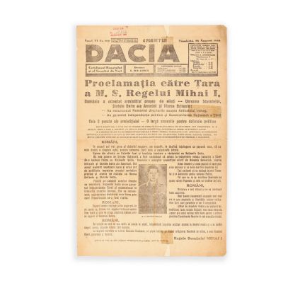 Publicația „Dacia”, 26 August 1944 - Proclamația către țară a M. S. Regelui Mihai I