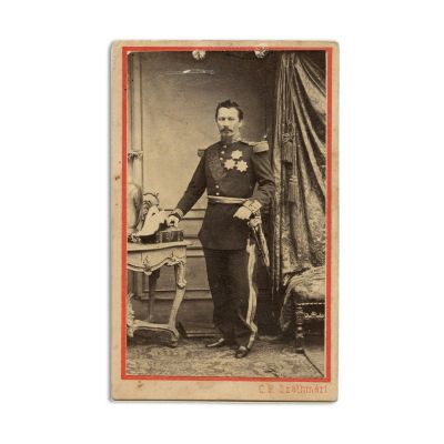 Elena și Alexandru Ioan Cuza, două fotografii format carte-de-visite, atelier Carol Popp de Szathmary