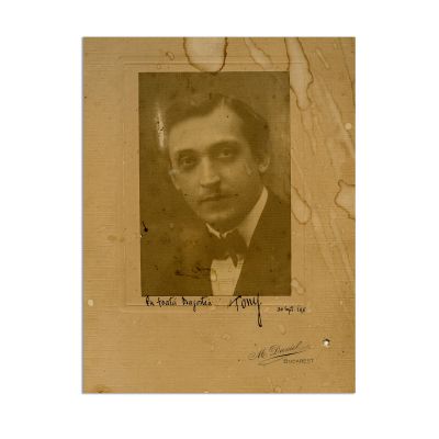 Tony Bulandra, fotografie de epocă, cu dedicație, 1911, atelier M. Daniel