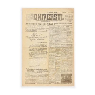 Publicația „Universul”, 2 Ianuarie 1948 - Abdicarea Regelui Mihai I