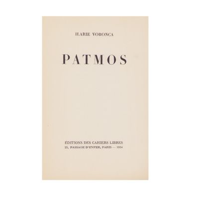 Ilarie Voronca, Patmos, 1934, exemplar numerotat