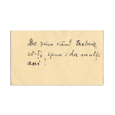 Lucian Blaga, bilet pentru Elena Daniello + plicul cu însemnarea Elenei Daniello, 1952