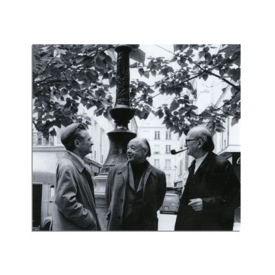 Mircea Eliade, Eugen Ionescu și Emil Cioran la Paris, fotografie de arhivă, 1977