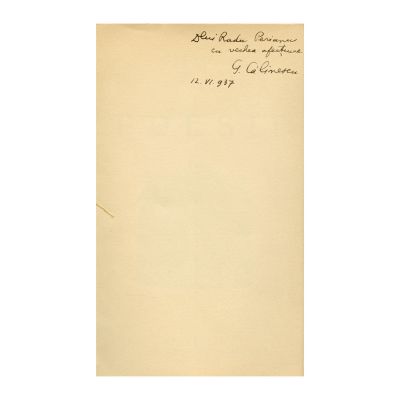 G. Călinescu, Poesii, 1937, cu dedicație pentru Radu Perianu