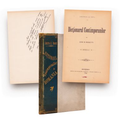 Dimitrie R. Rosetti, Dicționarul Contimporanilor, 1897, cu dedicație pentru dr. C. I. Anghelescu