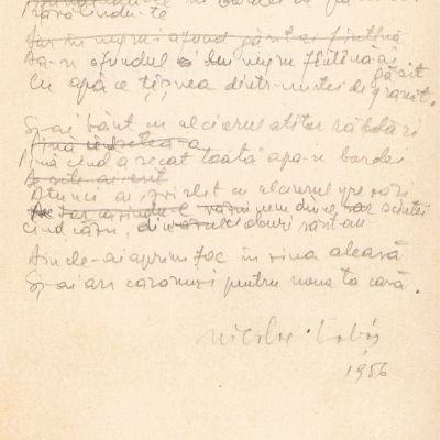 Nicolae Labiș, Primele iubiri, 1956 - cu o poezie inedită, semnată  