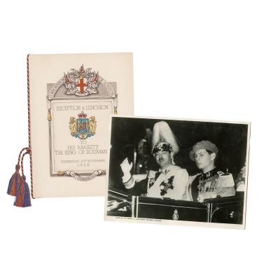 Regele Carol al II-lea și Marele Voievod de Alba Iulia, principele Mihai I, în Londra, fotografie de presă + Meniul prânzului la Guildhall, 1938