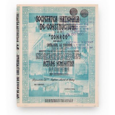 Societatea Națională de Construcțiuni „Sonaco”, acțiune în valoare de 10.000 lei