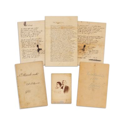 Aurel Cosma, trei carnete manuscris + două poezii + fotografie alături de Lucia Cosma