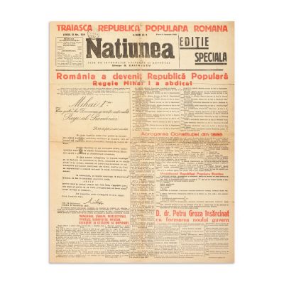 Publicația „Națiunea”, 2 Ianuarie 1948 - România a devenit Republică Populară
