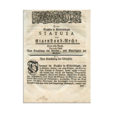 Der Sächsischen Nation in Siebenbürgen Statuta oder: Eigen Land-Recht, 1779