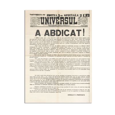 Publicația „Universul”, ediția a 3-a specială, 6 septembrie 1940 - Abdicarea regelui Carol al II-lea