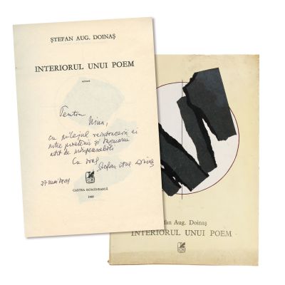 Ștefan Augustin Doinaș, Interiorul unui poem, 1990, cu dedicație pentru Nina Cassian