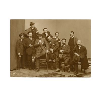 Ion Minulescu și membrii Salonului Oficial, fotografie cu semnături olografe