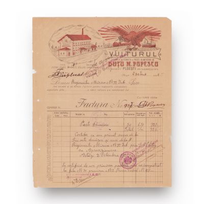 Fabrica automată de paste alimentare din Ploiești „Vulturul”, factură, 1920