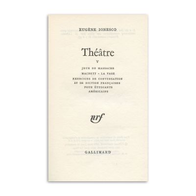 Eugène Ionesco, Théâtre, vol. V, 1974, cu dedicație