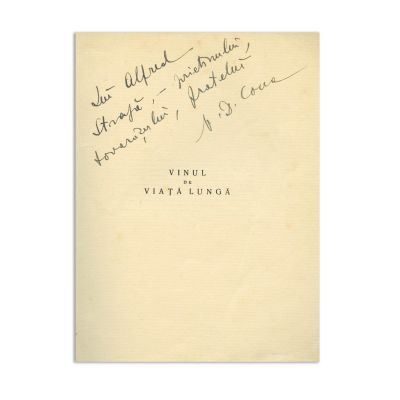 N. D. Cocea, Vinul de viață lungă, 1931, cu dedicație, volum bibliofil