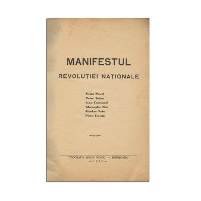 Petre Țuțea, Sorin Pavel, Ioan Crăciunel, Gheorghe Tite, Nicolae Talu, Petre Ercuță, Manifestul Revoluției Naționale, 1935
