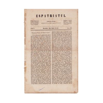 Publicația „Espatriatul”, anul I, nr. 10, 20 mai 1849
